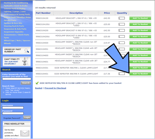 order by Porsche part number 