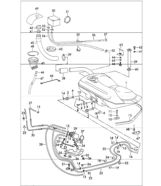 Diagram 201-05 Porsche 997 (911) MK1 2005-2008 Kraftstoffsystem, Abgassystem