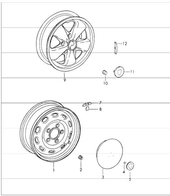 Diagram 601-00 Porsche 996 C4S 3.6L 09/01-2005 车轮、制动器