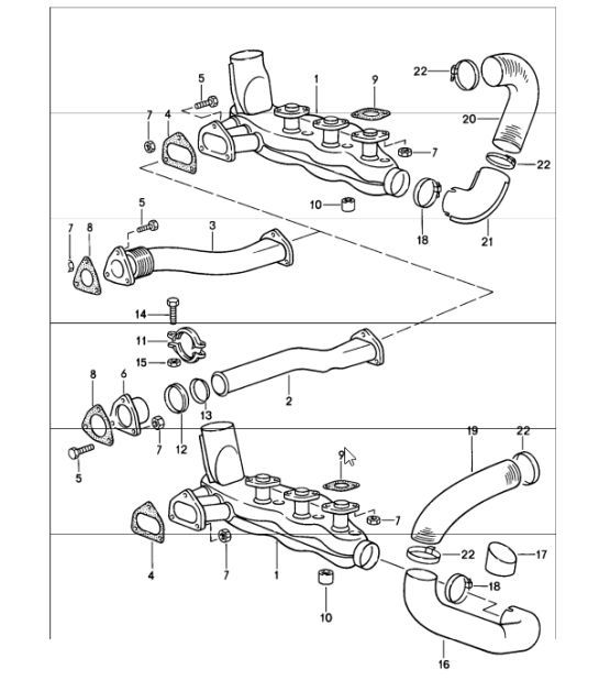 Diagram 202-10 Porsche Boxster 986/987/981 (1997-2016) Système de carburant, système d'échappement