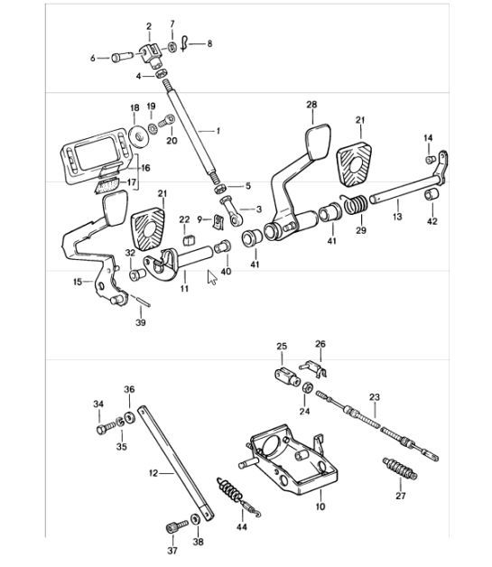 Diagram 702-00 Porsche Cayman 987C/981C (2005-2016) Hand Lever System, Pedal Cluster 