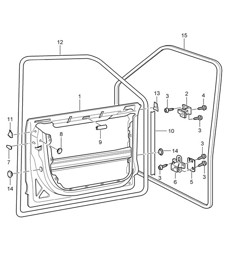 Door shell / Gaskets - FRONT - Cayenne 9PA1 (957) 2007-10