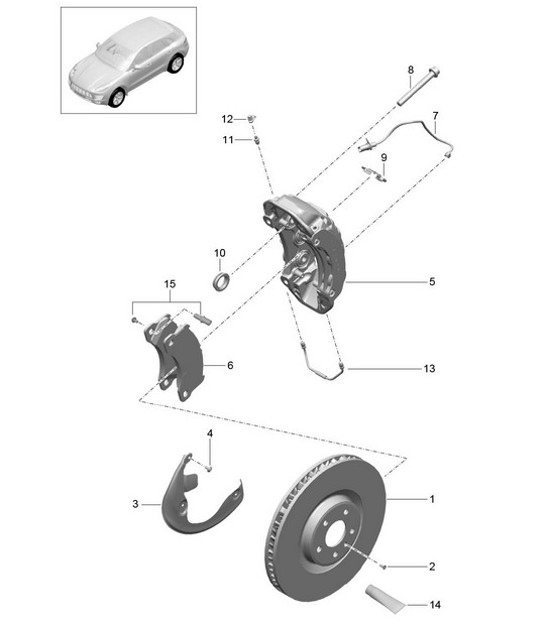 Diagram 602-000 Porsche Cayman T 718 2.0L PDK (300 Bhp) 车轮、制动器