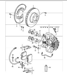 disc brake rear axle 964 CARRERA 4 and TURBO-LOOK CARRERA 4 1989 ONWARDS