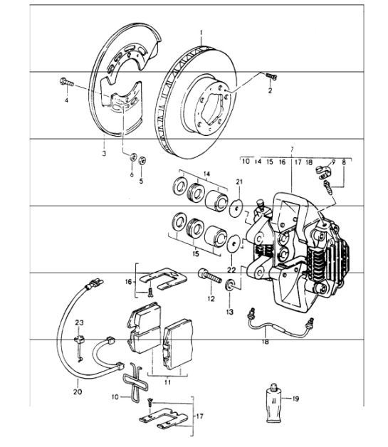 Diagram 603-01 Porsche Boxster S 986 3.2L 2003-04 Ruedas, Frenos