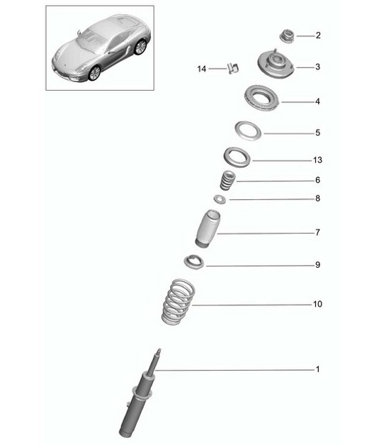 Diagram 402-000 Porsche Boxster 986/987/981 (1997-2016) Essieu avant, Direction 