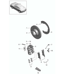 Disc brake / Rear axle 981C Cayman / Cayman S 2014-16