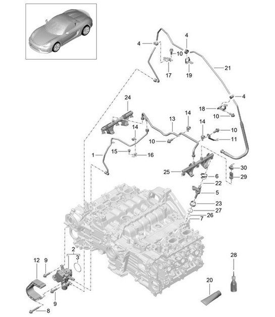 Diagram 107-005 Porsche Boxster 986/987/981 (1997-2016) Engine