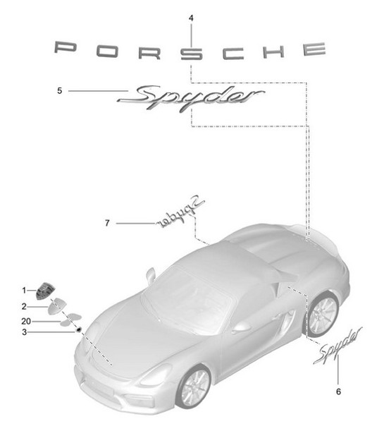 Diagram 810-000 Porsche Boxster 986 2.5L 1997-99 Carrosserie