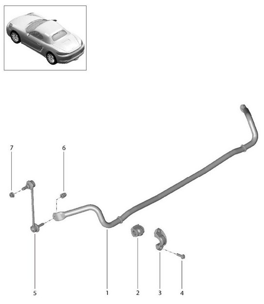 Diagram 501-003 Porsche Boxster S 718 2.5L PDK (350 Bhp) Rear Axle