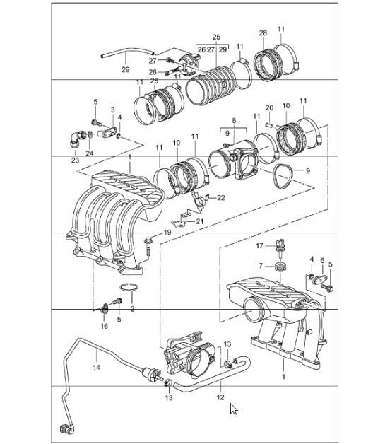 Diagram 107-10 Porsche Boxster 986/987/981 (1997-2016) Moteur