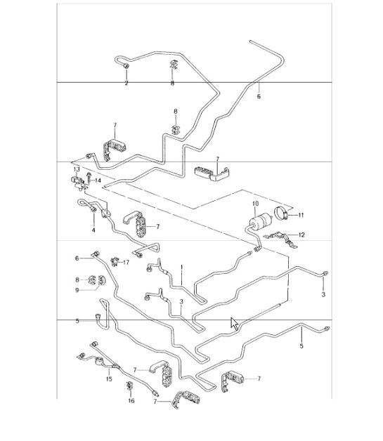 Diagram 201-05 Porsche Macan (95B) MK1 (2014-2018) Fuel System, Exhaust System