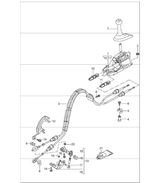 Diagram 701-00 Porsche Cayman 718 (982) 2017>> Sistema a leva manuale, gruppo pedali 
