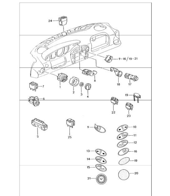 Diagram 903-05 Porsche Boxster S 986 3.2L 2003-04 Electrical equipment