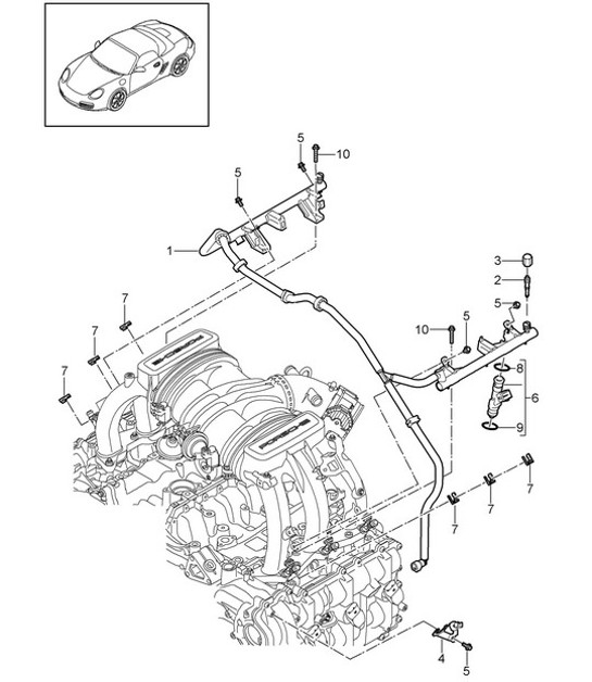 Diagram 107-007 Porsche Boxster 986 2.7L 2003-04 Engine