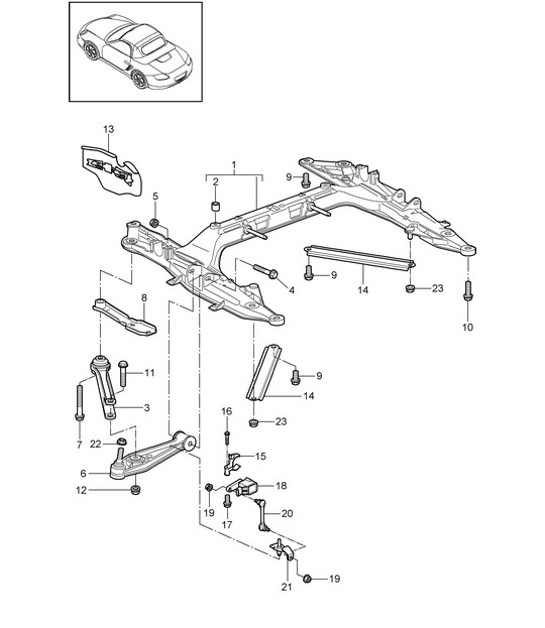 Diagram 401-000 Porsche 997 Carrera 2S 3.8L 2005>> Essieu avant, Direction 