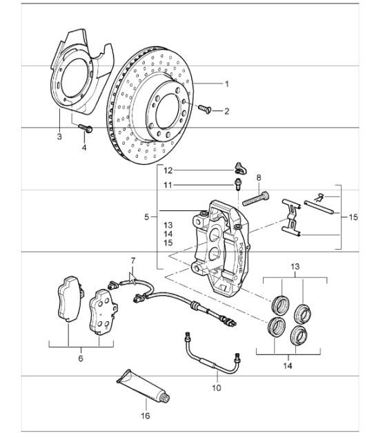 Diagram 602-00 Porsche Boxster 986/987/981（1997 年 - 2016 年） 车轮、制动器