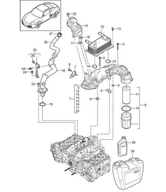 Diagram 104-005 Porsche Cayman S 3.4L 981 2013-16 Motore