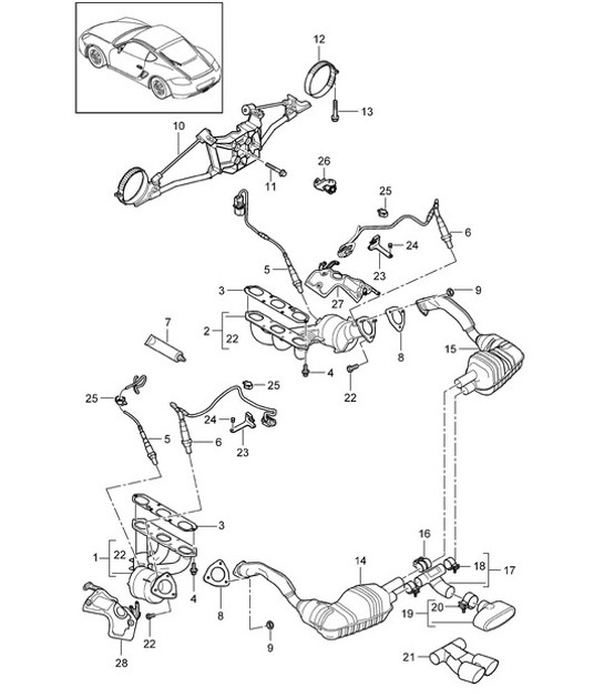 Diagram 202-000 Porsche 991 Flitzer Kraftstoffsystem, Abgassystem