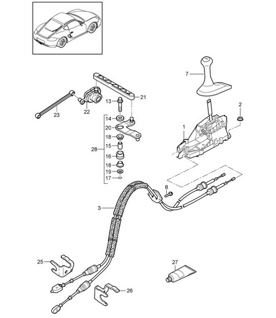 Diagram 701-000 Porsche Macan（95B）MK1（2014-2018） 手柄系统、踏板组 