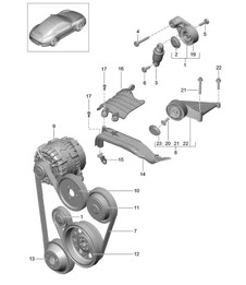 Belt tensioner damper / v-belt 991.1 2012-16