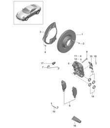Disc brake / Front axle - Carrera 2, Carrera 2S, GTS - 991.1 2012-16