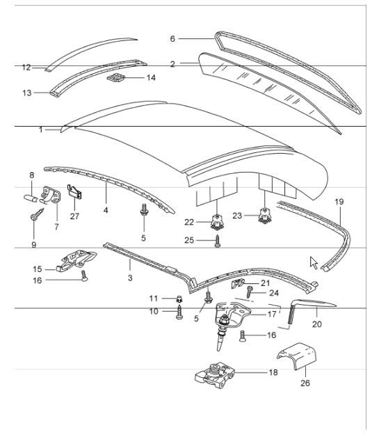 Diagram 811-16 Porsche Cayman 987C/981C (2005-2016) Karosserie