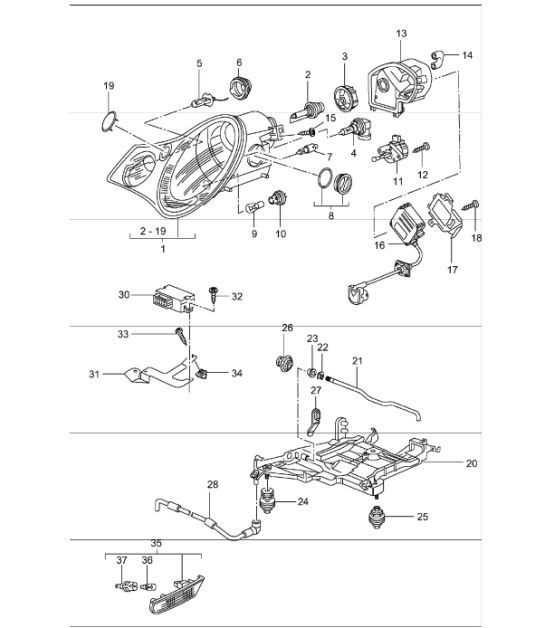Diagram 905-03 Porsche 996 C4 3.6L 09/01-2005 Materiale elettrico