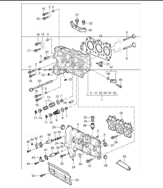 Diagram 103-00 Porsche Boxster S 986 3.2L 2003-04 Engine