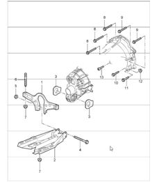 manual transmission, transmission suspension, threaded joint, engine  for 997.1 CARRERA C2  G97.01 2005-08 and 997.1 CARRERA C4 G97.31  2006-08