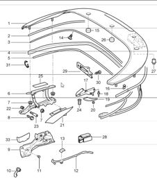 convertible top compartm. lid gaskets 997.1 2005-08