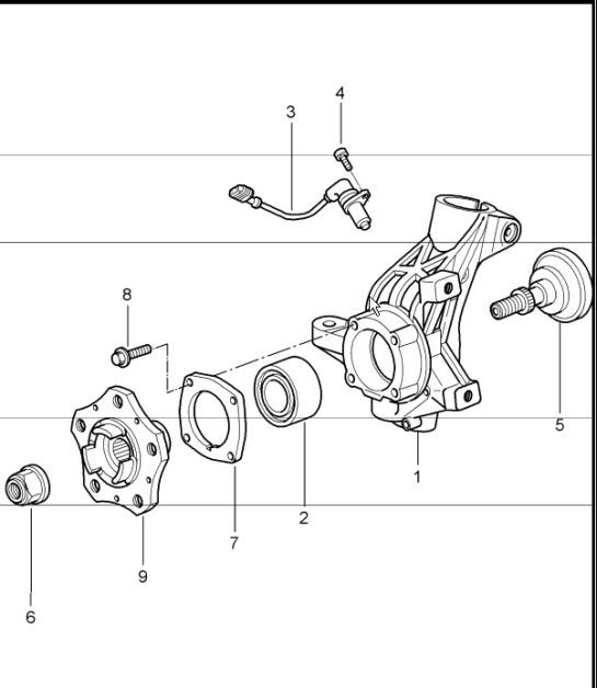 Diagram 401-05 Porsche Boxster 981 2.7L 2012-16 Vorderachse, Lenkung 