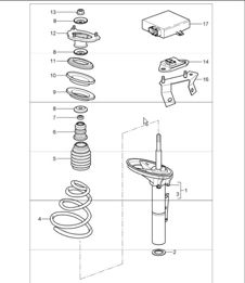 suspension shock absorber strut 997.1 TURBO 2007-09