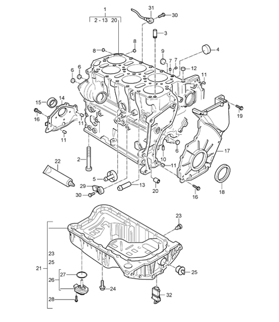 Diagram 101-05 Porsche Boxster 986/987/981 (1997-2016) Motore