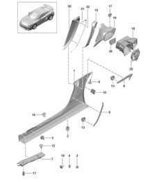 Langsliggerbekleding en ventilatie / motorruimte 981C Cayman GT4 2016