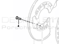 Brake disc cover plate Bolt. Porsche 964 / 968 / 944 / 924S