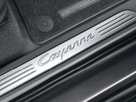 Side Sills Trims in Stainless Steel with Logo, Illuminated. Porsche 958 Cayenne MKIII