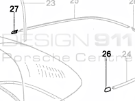 Rear Screen Corner Black. Porsche 911 Targa