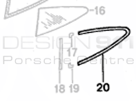 Rear 1/4 Glass Moulding Metal Black. Porsche 911