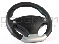 Steering Wheel Cavallo Race - Silver / Black Leather - RAID