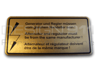 Sticker Alternator / Regulator. Porsche 911