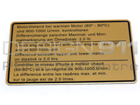 Sticker Engine Oil Level. Porsche 911