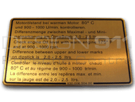 Sticker Engine Oil Level. Porsche 911