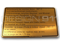 Sticker Engine Oil Level. Porsche 911