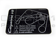 Sticker Assembly V-Belt. Porsche Cayenne