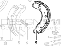 HandBrake Shoe. Porsche 924 2.0L 1976-85 (Each)