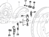 HandBrake Shoes Spring Kit. Porsche 911 1970-89