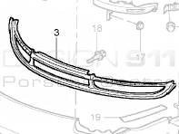 Front Bumper Grille. Porsche 996 C2 / C4 >>2001