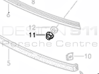 Front Bumper Insert Hex Nut. Porsche 911 1974-89