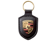 Porsche Crested Leather Keyring, DARK BROWN